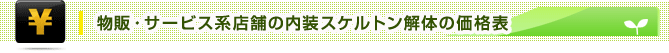 物販・サービス系店舗の内装スケルトン解体 価格表